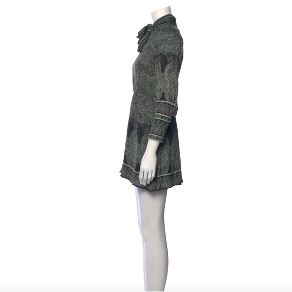 NWT $395 Alice + Olivia Tanisha Tie-Neck Mini Dress in Green Paisley - size 0! - Picture 10 of 11